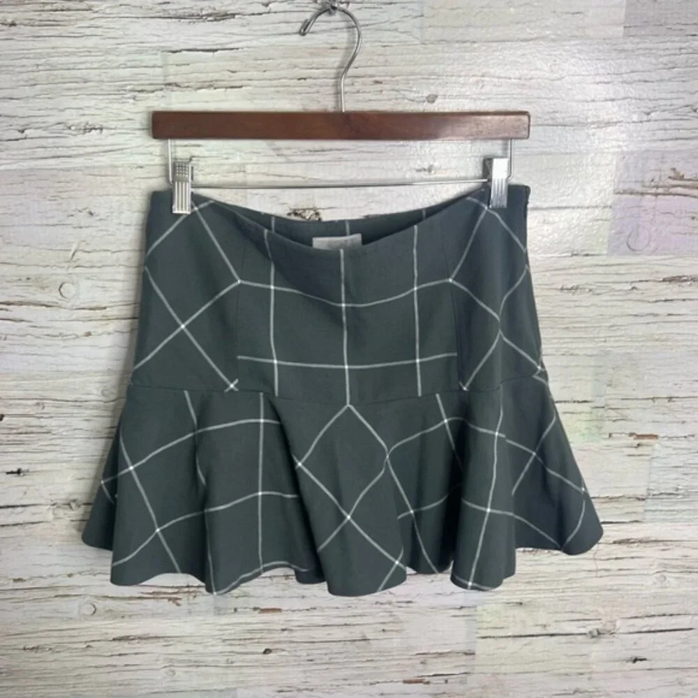 1.State Windowpane Plaid Skirt Gray White Schoolgirl Size medium